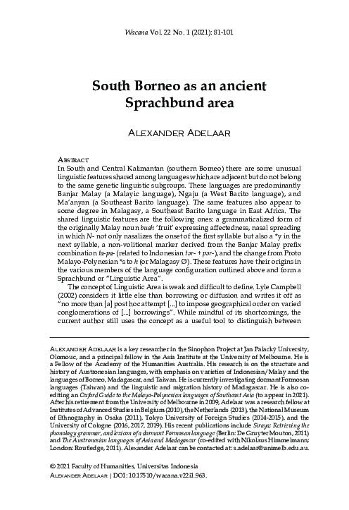 (PDF) South Borneo as an ancient Sprachbund area