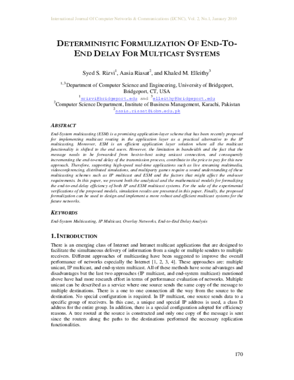 (PDF) Deterministic Formulization of End-Toend Delay for Multicast Systems