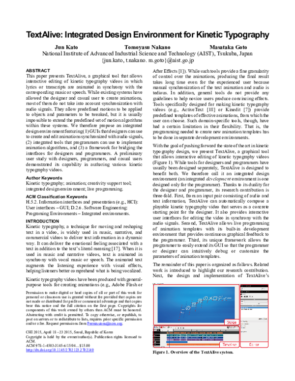 (PDF) TextAlive: Integrated Design Environment for Kinetic Typography