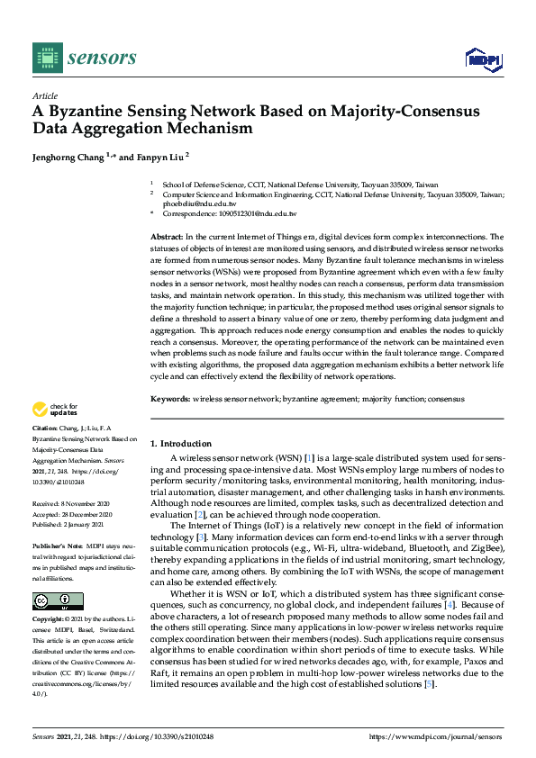 (PDF) A Byzantine Sensing Network Based on Majority-Consensus Data ...