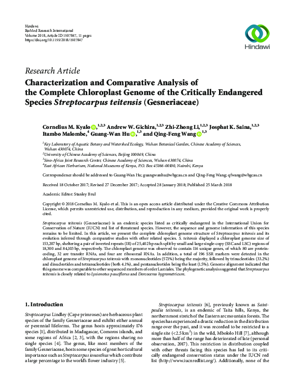 (PDF) Characterization and Comparative Analysis of the Complete ...