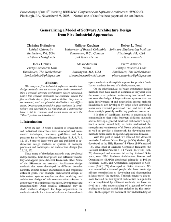 (PDF) Generalizing a model of software architecture design from five ...