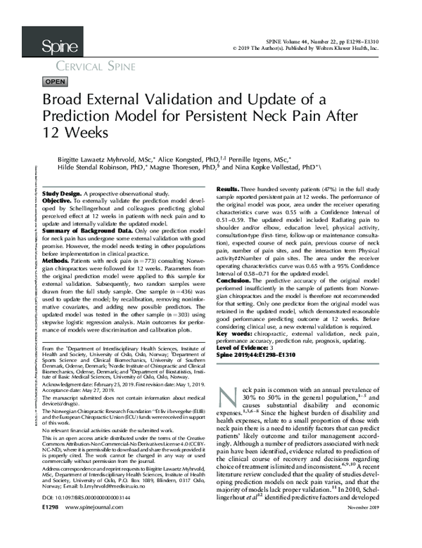 (PDF) Broad External Validation and Update of a Prediction Model for ...