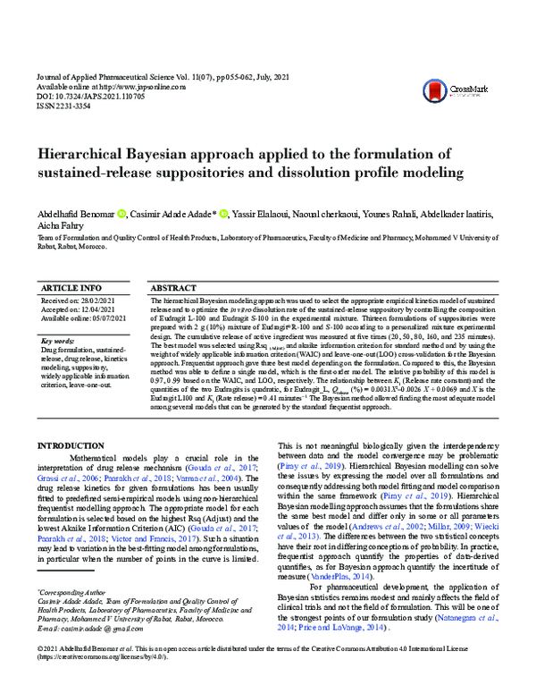 (PDF) Hierarchical Bayesian approach applied to the formulation of ...