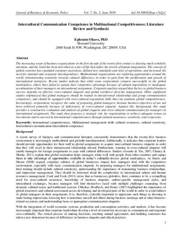 (PDF) Intercultural Communication Competence in Multinational ...