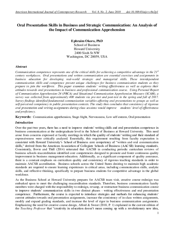 (PDF) Oral Presentation Skills in Business and Strategic Communication ...