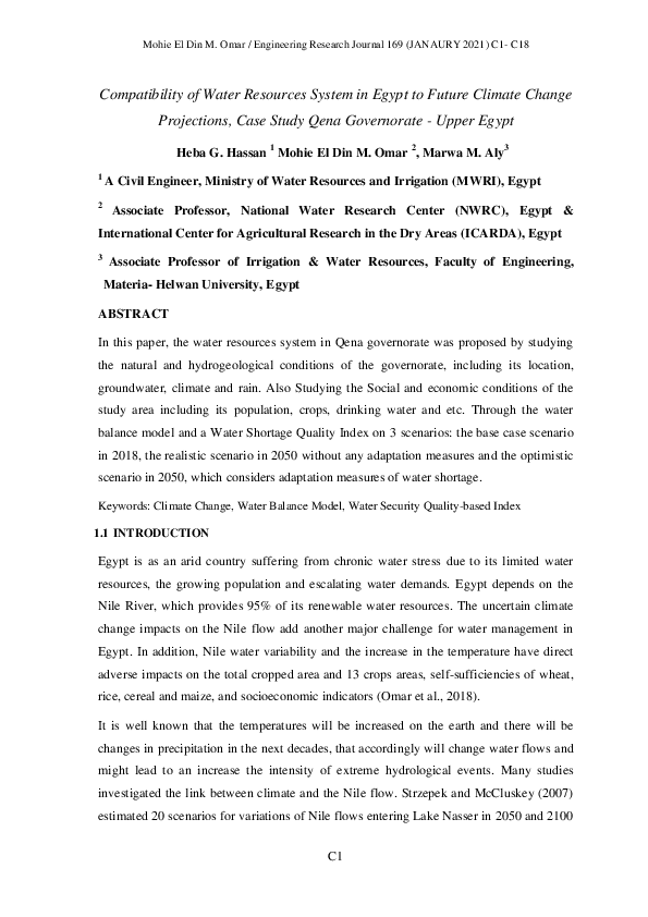 (PDF) Compatibility of Water Resources System in Egypt to Future ...
