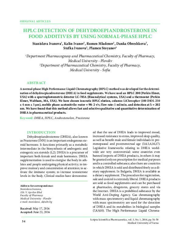 (PDF) HPLC detection of dehydroepiandrosterone in food additives by