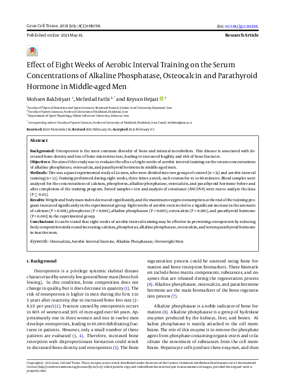 (PDF) Effect of Eight Weeks of Aerobic Interval Training on the Serum ...