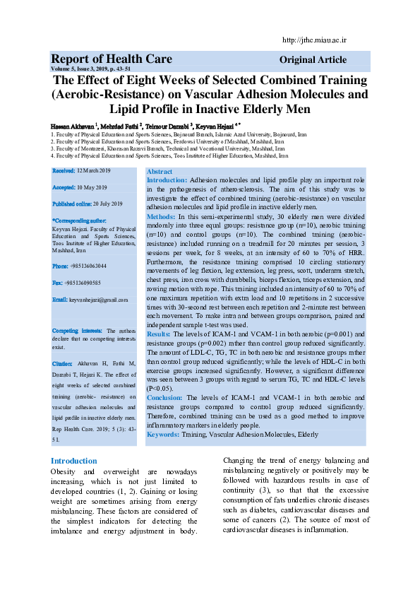 (PDF) The Effect of Eight Weeks Selected Combined Training (Aerobic ...