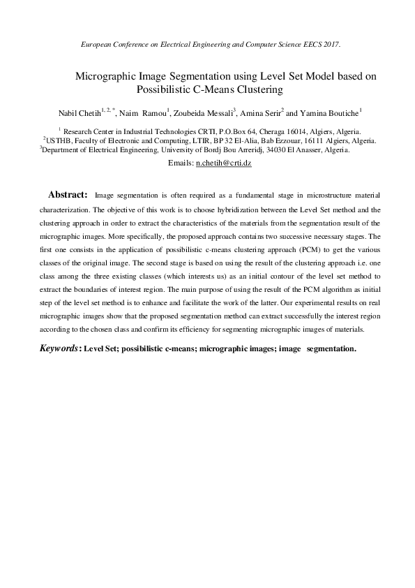 (PDF) Micrographic Image Segmentation Using Level Set Model based on ...