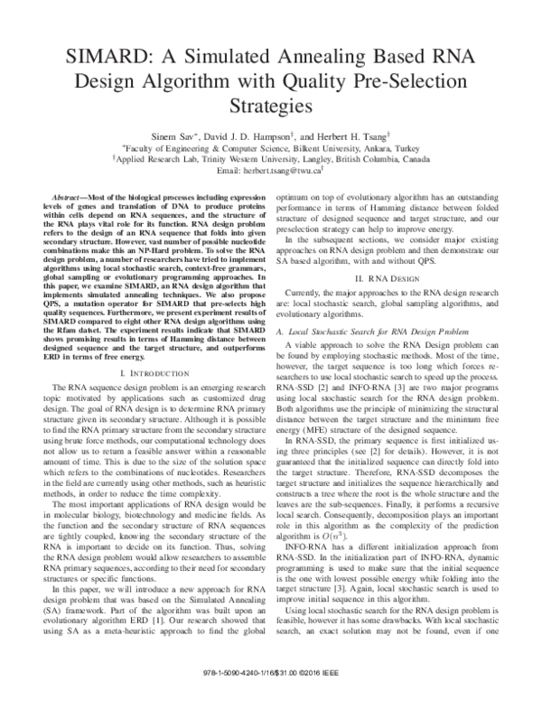(PDF) SIMARD: A simulated annealing based RNA design algorithm with ...