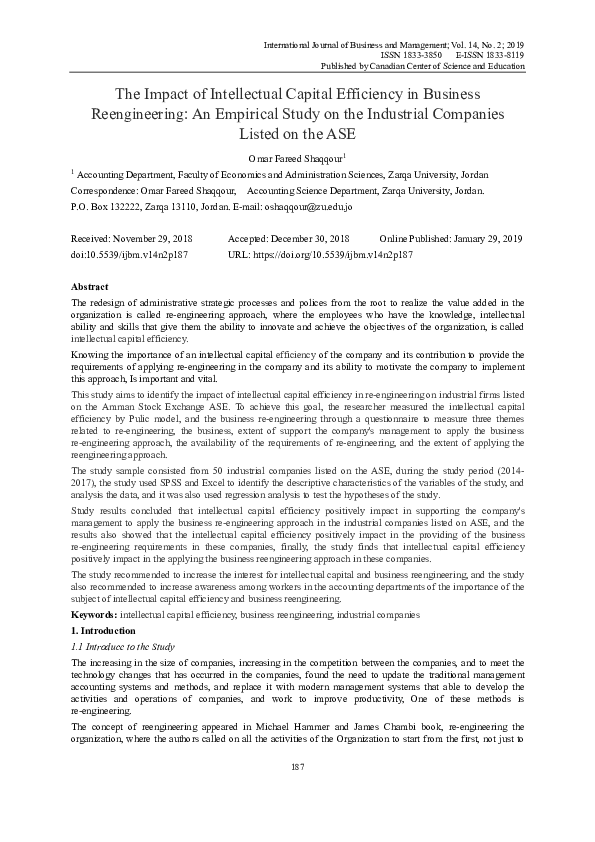 (PDF) The Impact of Intellectual Capital Efficiency in Business ...
