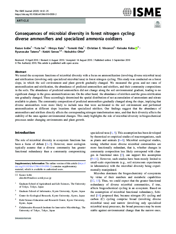 (PDF) Consequences of microbial diversity in forest nitrogen cycling ...