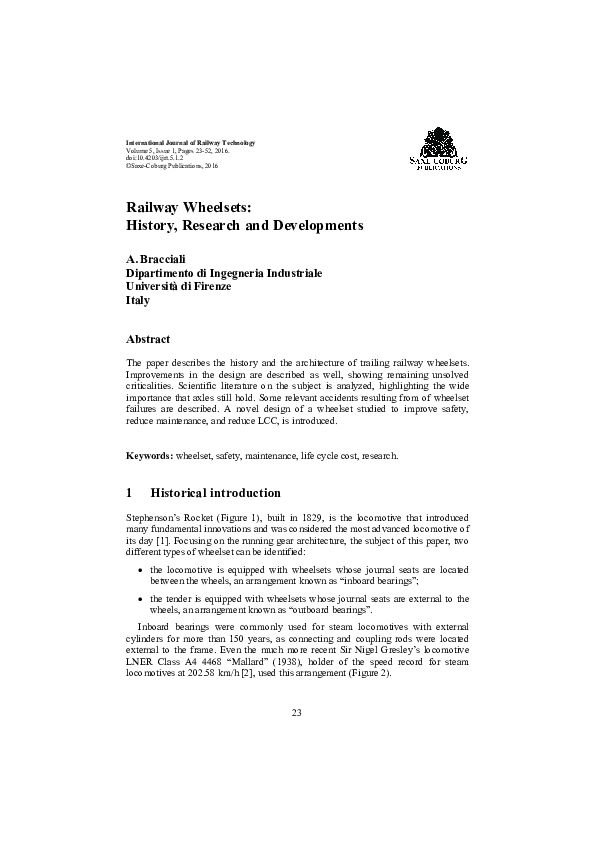 (PDF) Railway Wheelsets: History, Research and Developments
