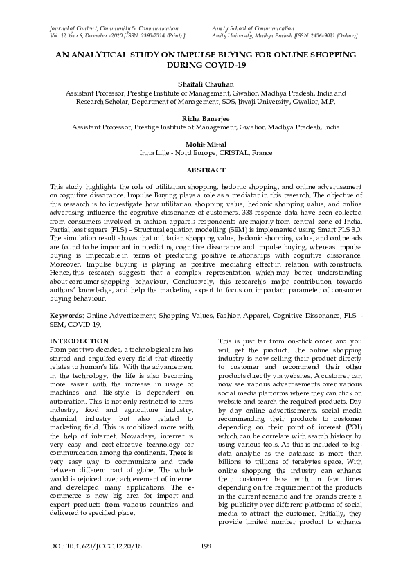 (PDF) An Analytical Study on Impulse Buying for Online Shopping During ...