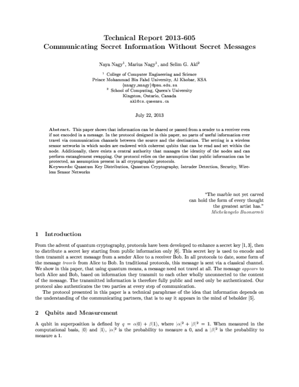 (PDF) Communicating Secret Information Without Secret Messages