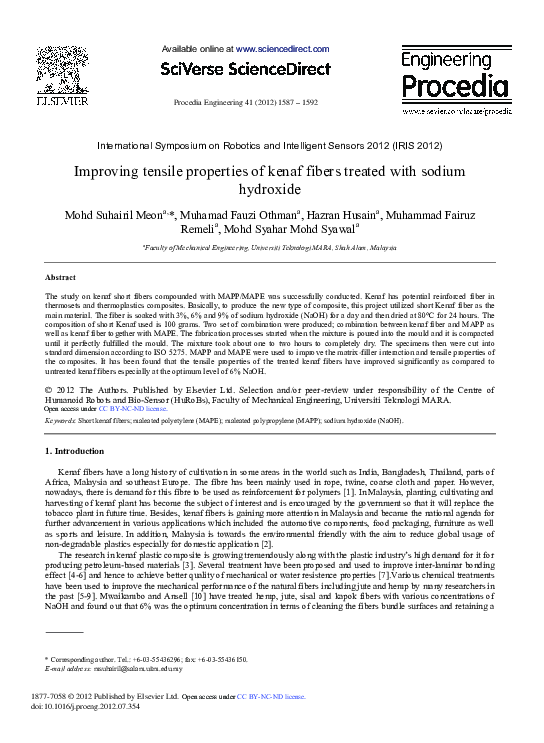 (PDF) Improving Tensile Properties of Kenaf Fibers Treated with Sodium ...