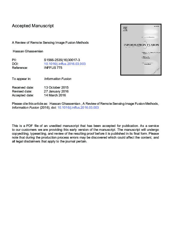 (PDF) A review of remote sensing image fusion methods
