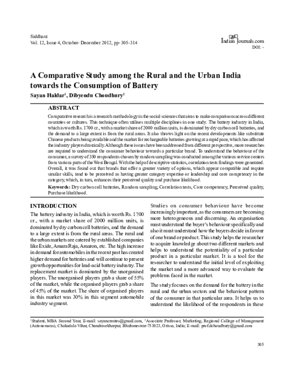 (PDF) A Comparative Study among the Rural and the Urban India towards ...