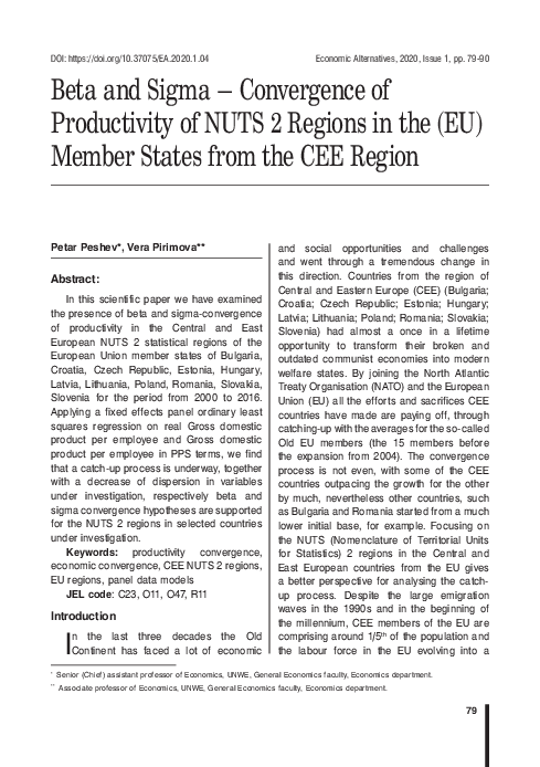 (PDF) Beta and Sigma – Convergence of Productivity of NUTS 2 Regions in ...