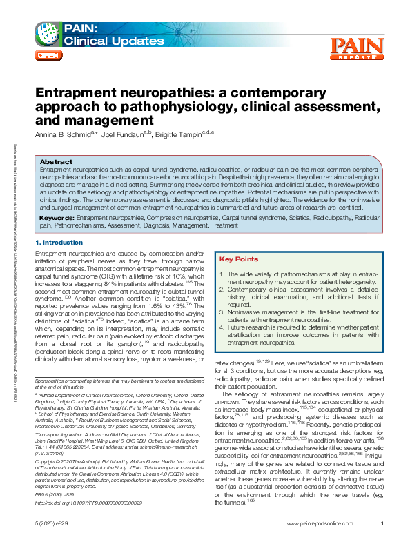 (PDF) Entrapment neuropathies: a contemporary approach to ...