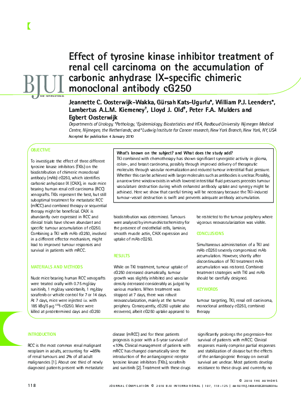 (PDF) Effect of tyrosine kinase inhibitor treatment of renal cell ...