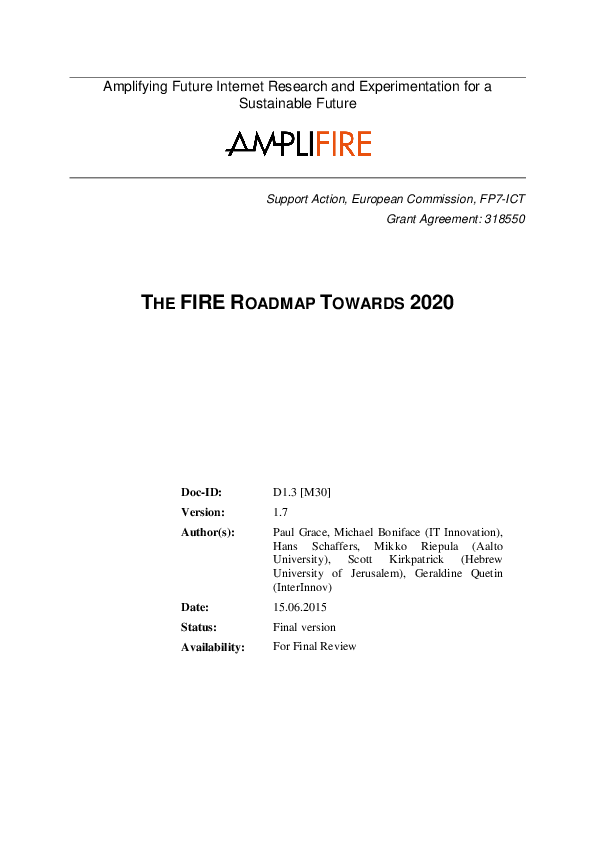 (PDF) Amplifying future internet research and experimentation for a ...