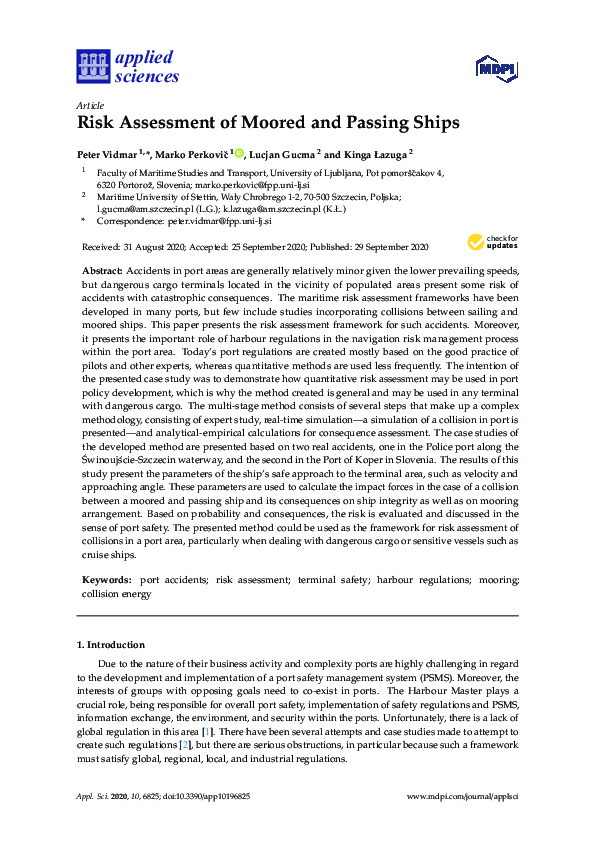 (PDF) Risk Assessment of Moored and Passing Ships