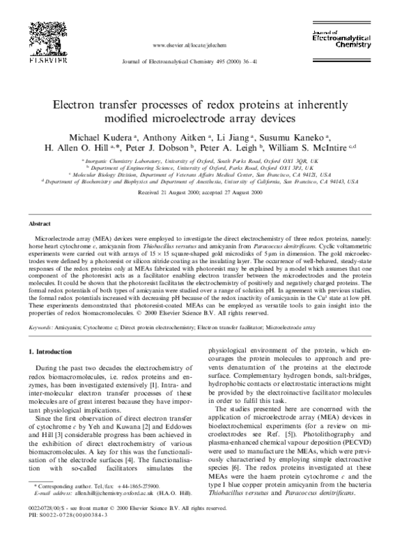 (PDF) Electron transfer processes of redox proteins at inherently ...