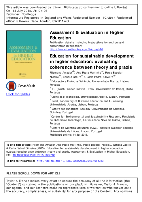 (PDF) Education for Sustainable Development in higher education : A ...