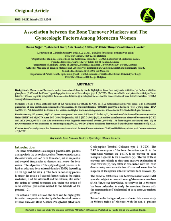 (PDF) Association between bone turnover markers and bone mineral ...