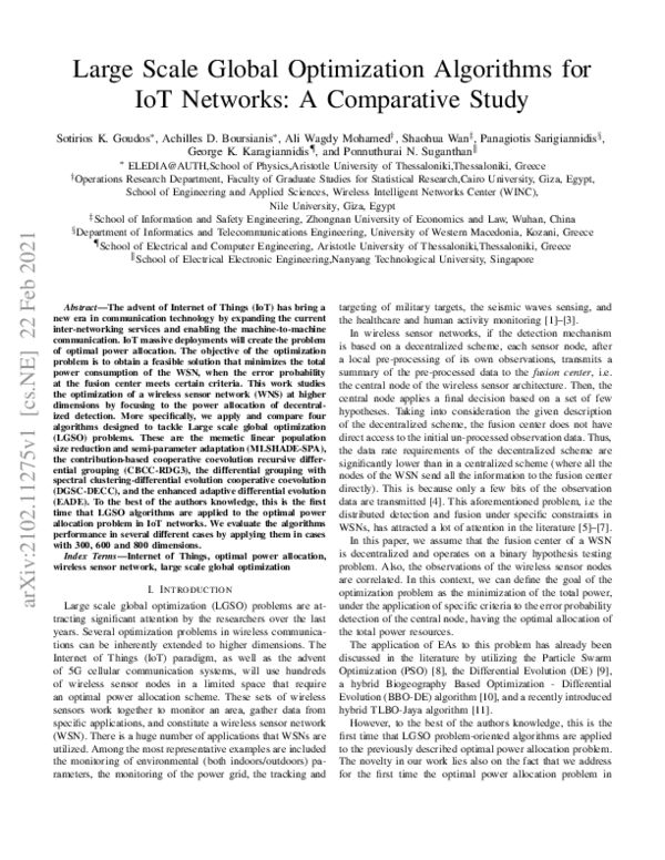 (PDF) Large Scale Global Optimization Algorithms for IoT Networks: A ...
