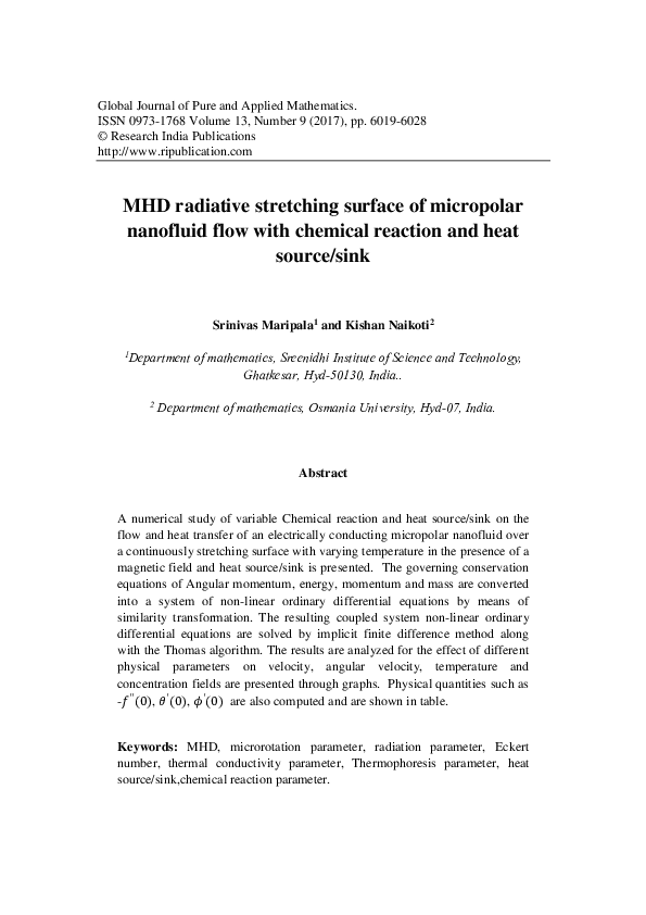 (PDF) MHD radiative stretching surface of micropolar nanofluid flow ...