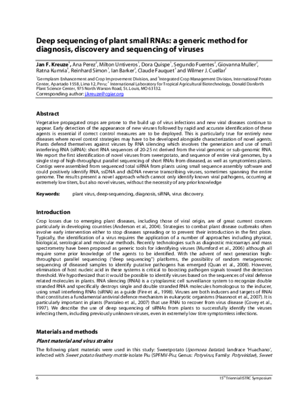(PDF) Deep Sequencing of Plant Small RNAs: A Generic Method For ...
