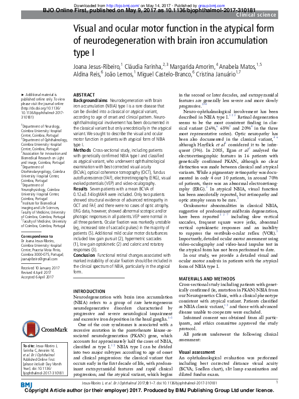 (PDF) Visual and ocular motor function in the atypical form of ...