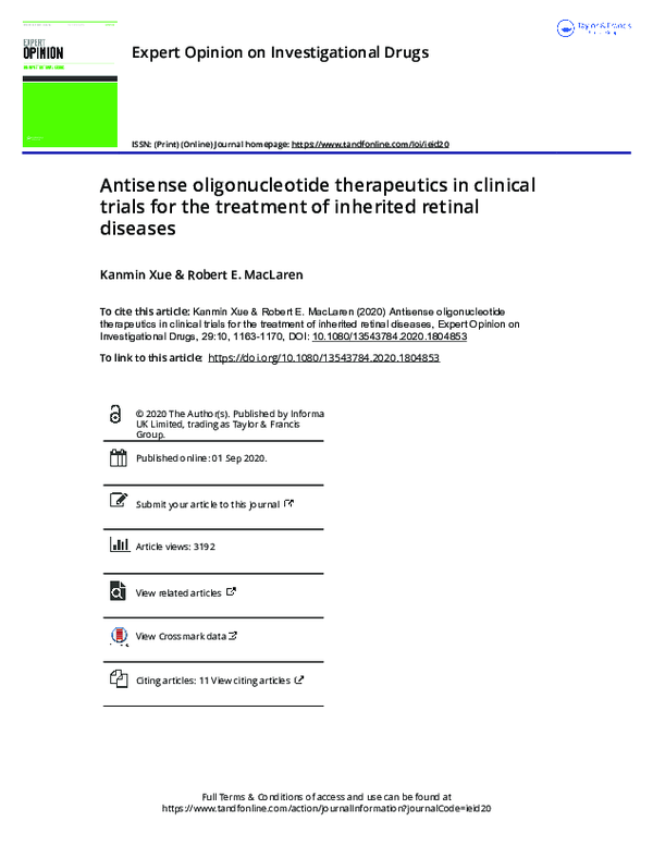 (PDF) Antisense oligonucleotide therapeutics in clinical trials for the ...