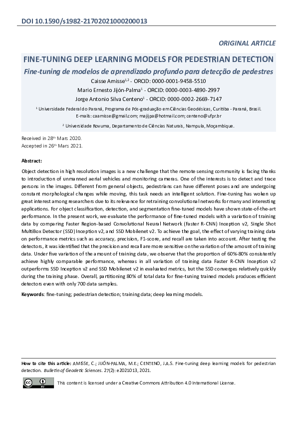 (PDF) Fine-Tuning Deep Learning Models for Pedestrian Detection