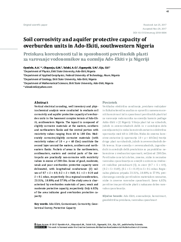 (PDF) Soil corrosivity and aquifer protective capacity of overburden ...