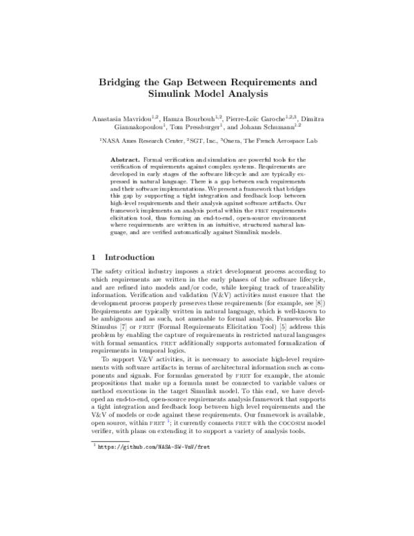 (PDF) Bridging the Gap Between Requirements and Simulink Model Analysis