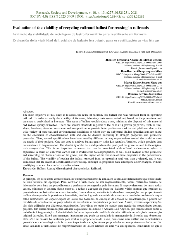 (PDF) Evaluation of the viability of recycling railroad ballast for ...