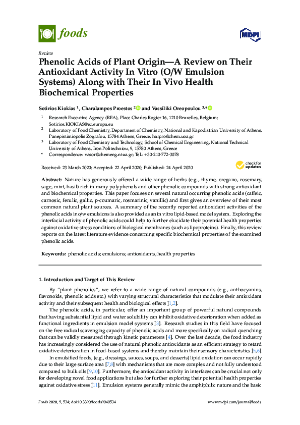 (PDF) Phenolic Acids of Plant Origin—A Review on Their Antioxidant ...