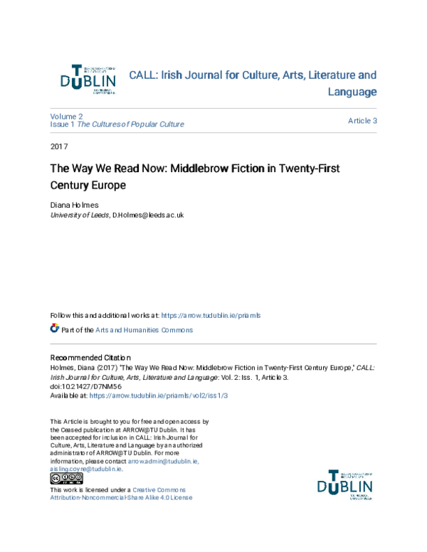 (PDF) The way we read now: Middlebrow fiction in Twenty-First Century ...