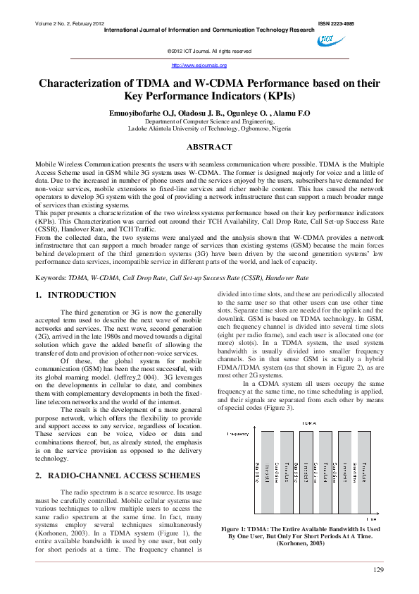 (PDF) Characterization of TDMA and W-CDMA Performance based on their ...