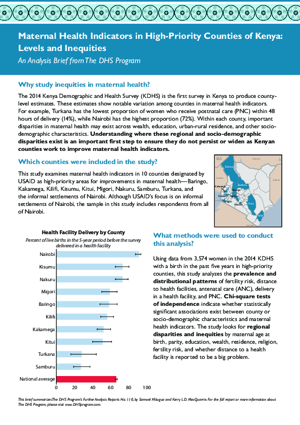 (PDF) Maternal health indicators in highpriority counties of Kenya
