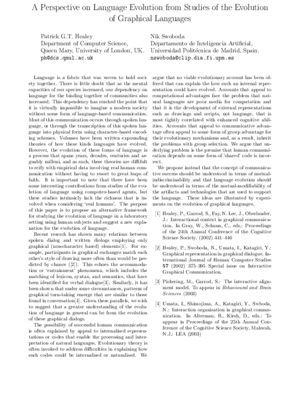 (PDF) A Perspective on Language Evolution from Studies of the Evolution ...