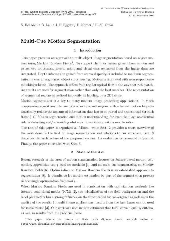 (PDF) Multi-Cue Motion Segmentation