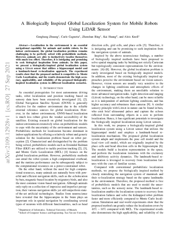 (PDF) A Biologically Inspired Global Localization System for Mobile ...