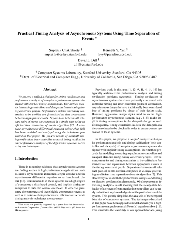 (PDF) Practical timing analysis of asynchronous systems using time ...
