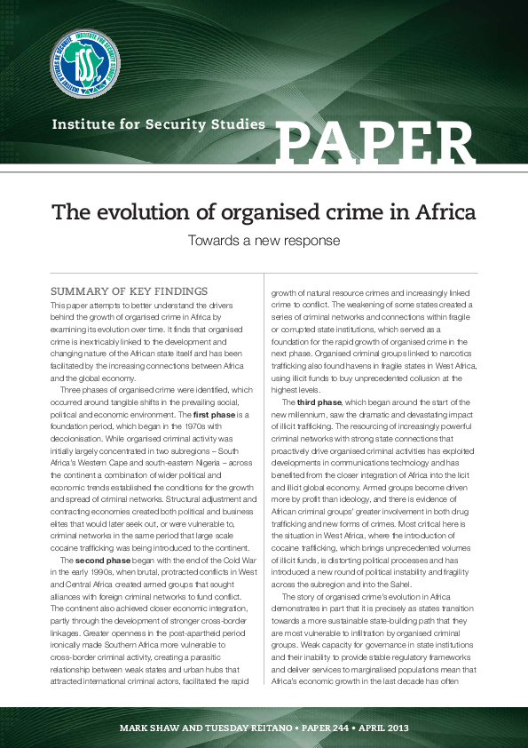 (PDF) The Evolution of Organised Crime in Africa Towards a New Response